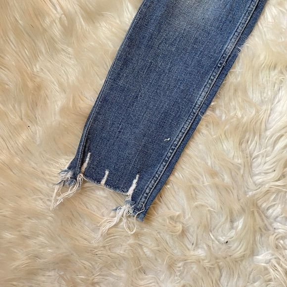 H&M Skinny Ankle Denim Jeans High Waist Raw Hem Distressed Light - Picture 2 of 14